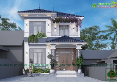 Mẫu nhà mái nhật 2 tầng 3 phòng ngủ 7,5x11 m